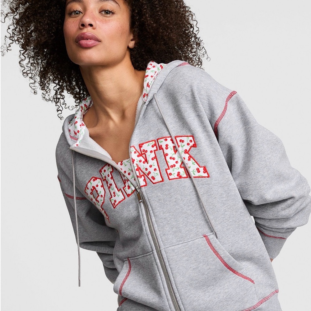 PINK x FRANKIES Berry Fleece Fullzip Hoodie NWT